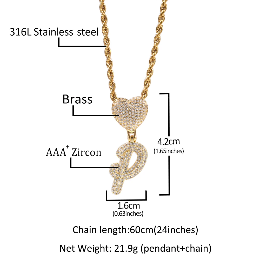 Uwin кисть с буквами в форме сердца кубическим цирконием интимное имя ожерелье