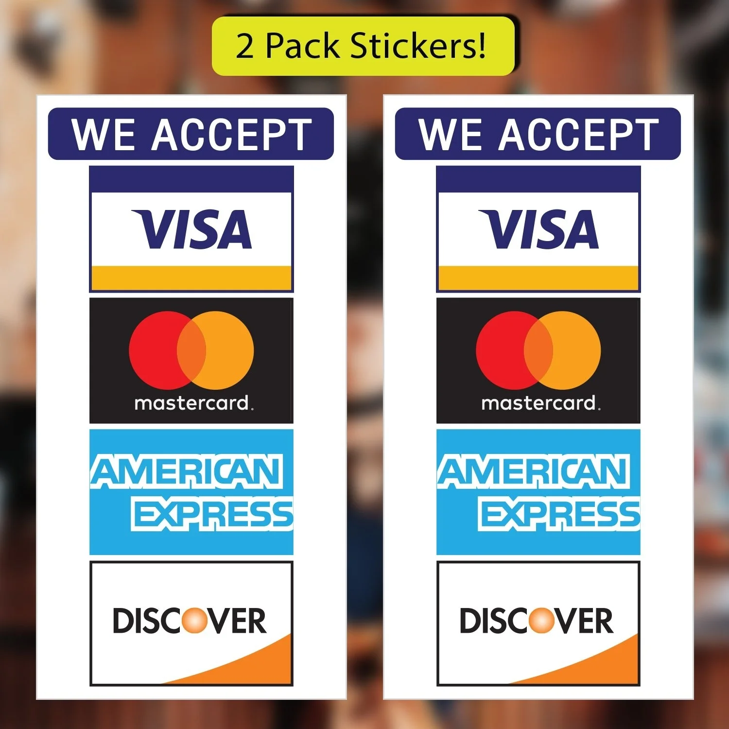 Наклейки для кредитных карт-Visa, MasterCard, Amex и откройте для себя, виниловые наклейки, УФ-защита и водонепроницаемый, 3,3X6,4 дюймов 2 шт