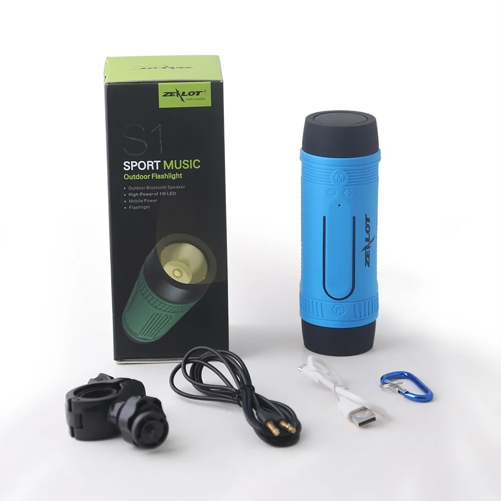 Bluetooth Колонка Zealot S1 портативный сабвуфер FM радио фонарик велосипедное