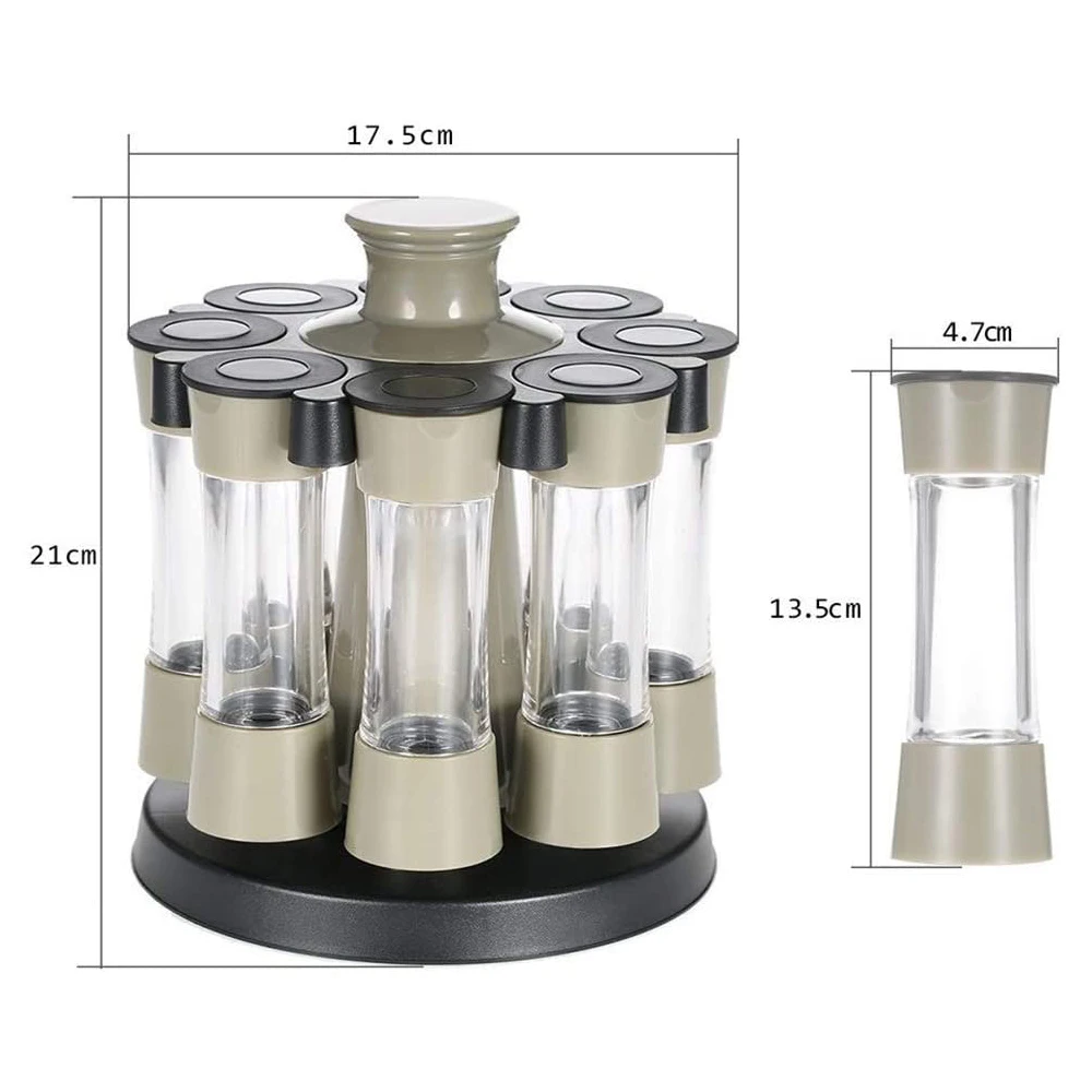 

8-Jar Rotatable Spice Rack Spice Jars Organizer Shelf Revolving Seasoning Bottle Rack Set Spice Storage Containers Kitchen Tools