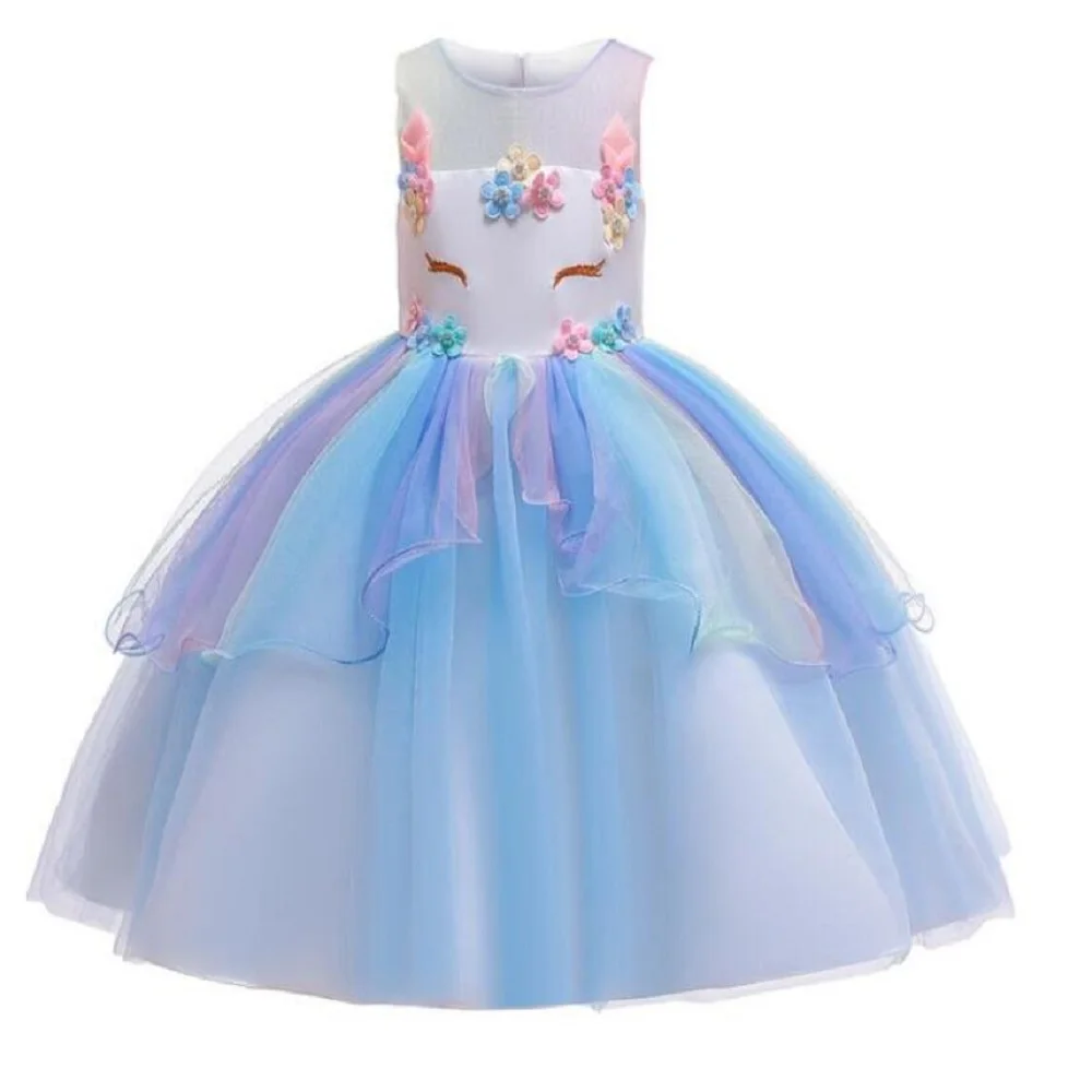 Летние Детские платья для девочек платье принцессы с пасхальным единорогом