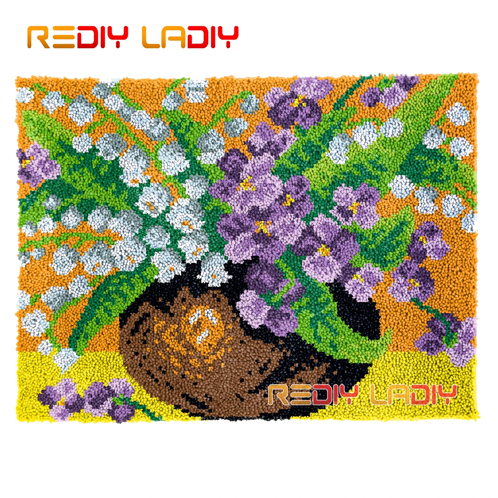 

Набор ковровых покрытий с застежкой, цветы и подушка для сиденья вазы, коврик для самостоятельной сборки, ковер из крупной пряжи, вязаный крючком гобелен, коврик для пола с узелком, искусство