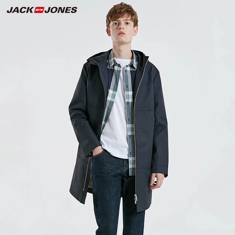 Мужская ветровка средней длины с капюшоном Jack Jones на осень и зиму | 219109503|Плащи