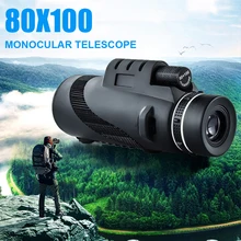 80X100 HD Monocular Telescope Phone Camera Zoom Starscope Tripod Telescope Phone Clip For Outdoor Camping Accessories Powerful