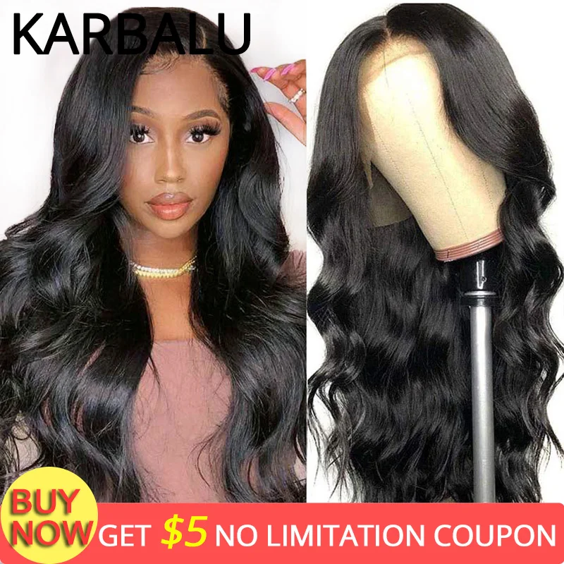 

Karbalu Hair 13x4 Lace Front Wigs Brazilian Body Wave Human Hair Wigs 150% Density Remy Hair Pre Plucked Natural Hairline