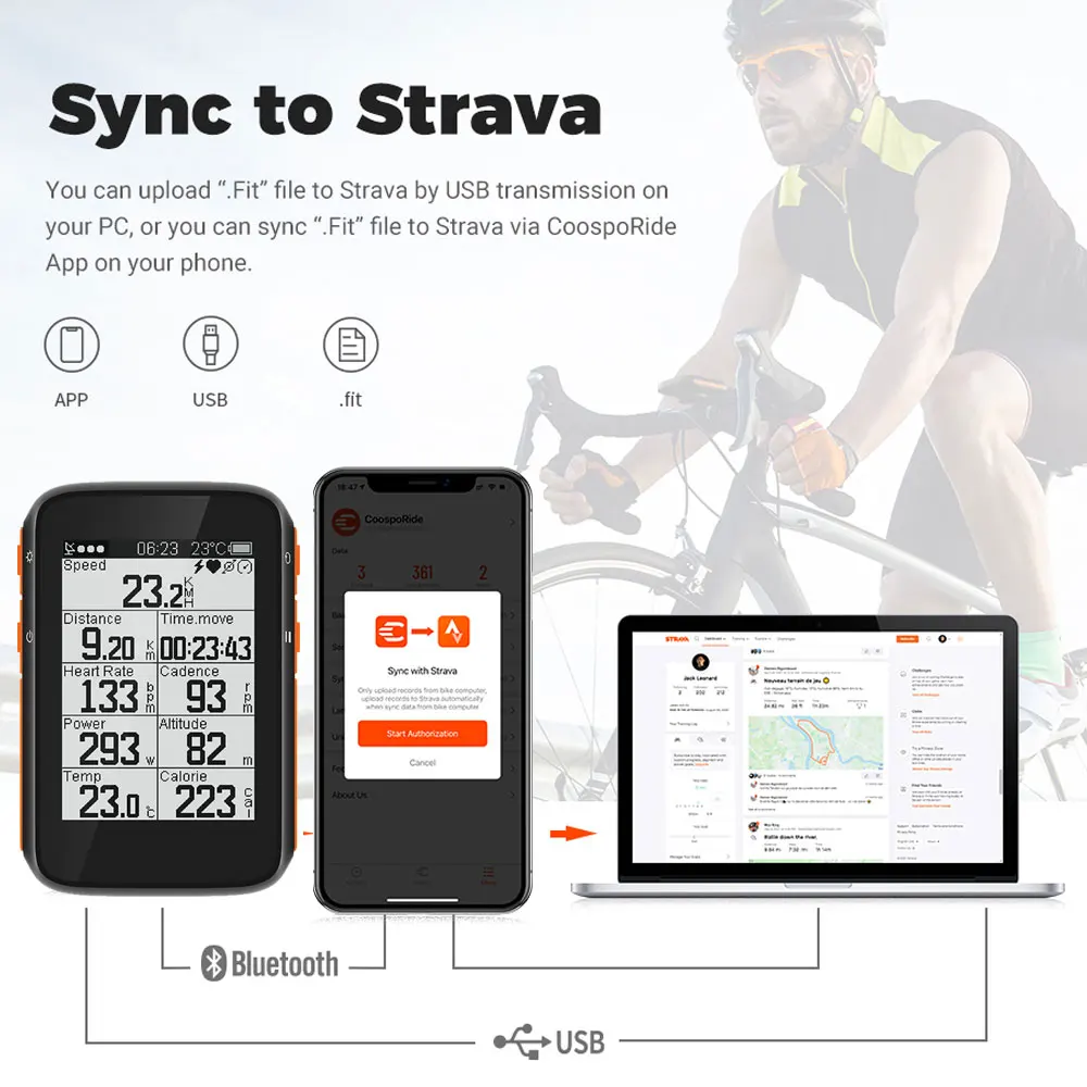 Беспроводной Велосипедный компьютер GPS Спидометр Одометр 2 4 дюйма BLE5.0 ANT + APP