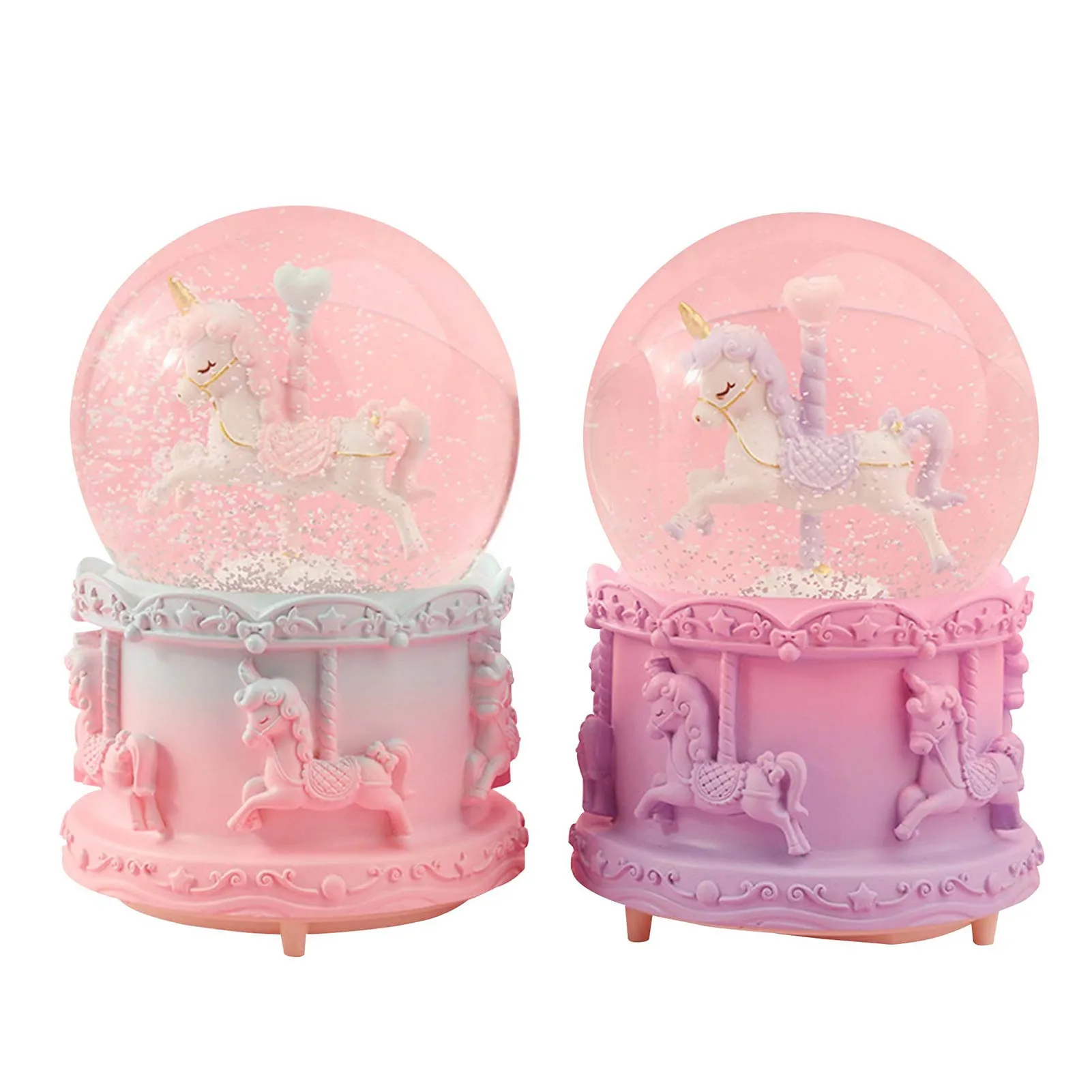 

Fantasy Carousel Crystal Ball Music Box Glowing Music Box Birthday Children Valentine's Day Gift Resin Ornaments Gift Music Box