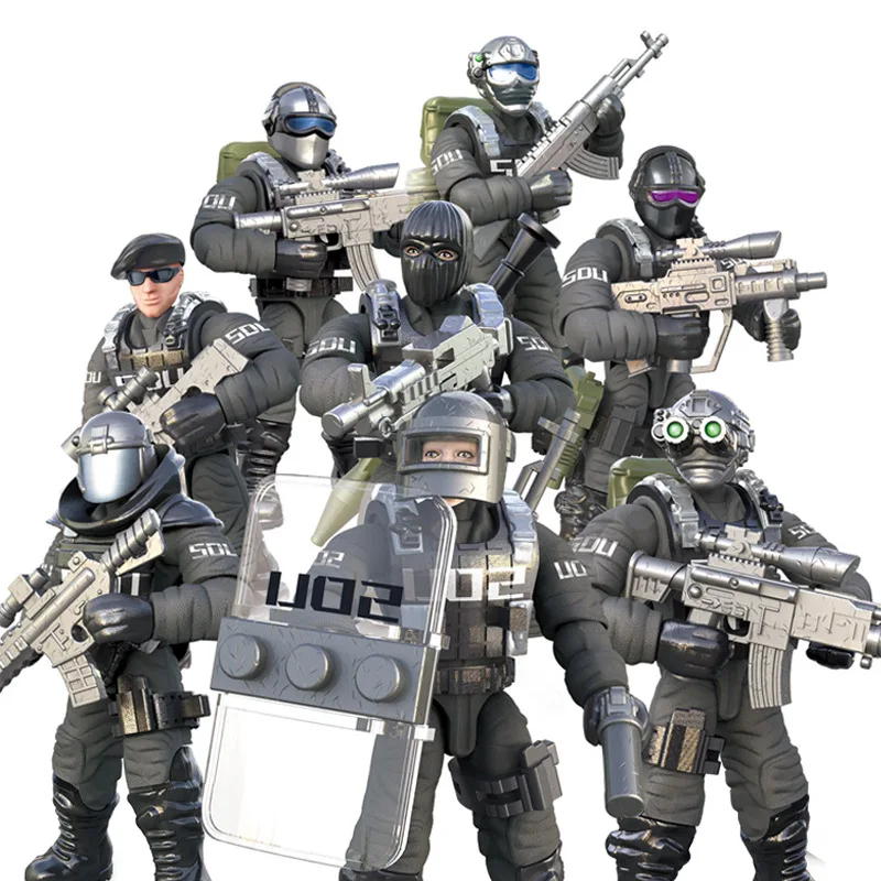 8 штук Военный серии игровые фигурки строительные блоки Альфа силы SWAT армейские - Фото №1