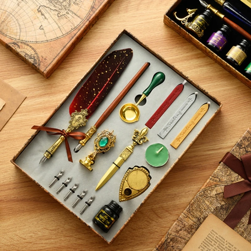 Классическая каллиграфия перо ручка восковые чернила печать набор винтажная