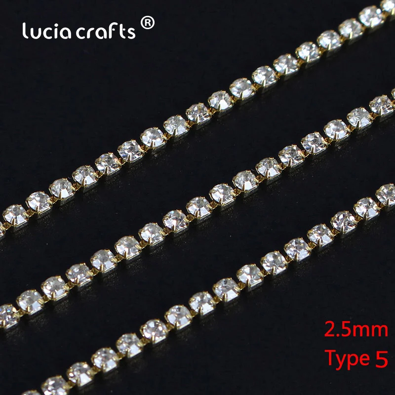 Type 5 gold 2/2. 5/3 мм 1 м/лот кристально чистый Diy Стразы ювелирные изделия аксессуары одежды Стекло бусы Материал G1106 - Цвет: Type 5 gold