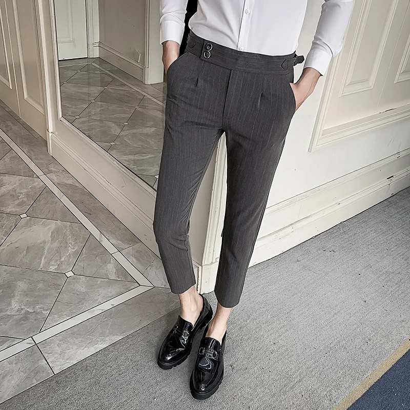 

2021 Men's Spring Summer Fashion Business Casual Ankle Length Pants Streetwear Suit Pants Male Formal Trousers Men Clothes 28-34