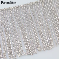 1 yard long tassel crystal rhinestone fringe trim silver crystal decorative metal chain clothing accessories ml074