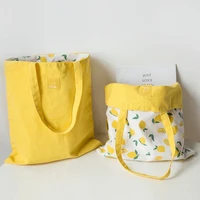 new millet wheat fabric double sided dual use hand bag cotton and linen pocket handbag shopping bag storage bag grocery bag