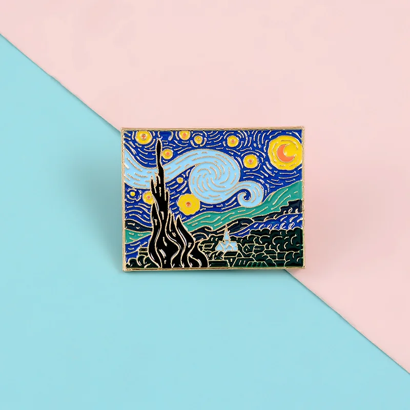 Мультяшная эмалированная брошь sun moon звезда небо картина маслом значок из сплава