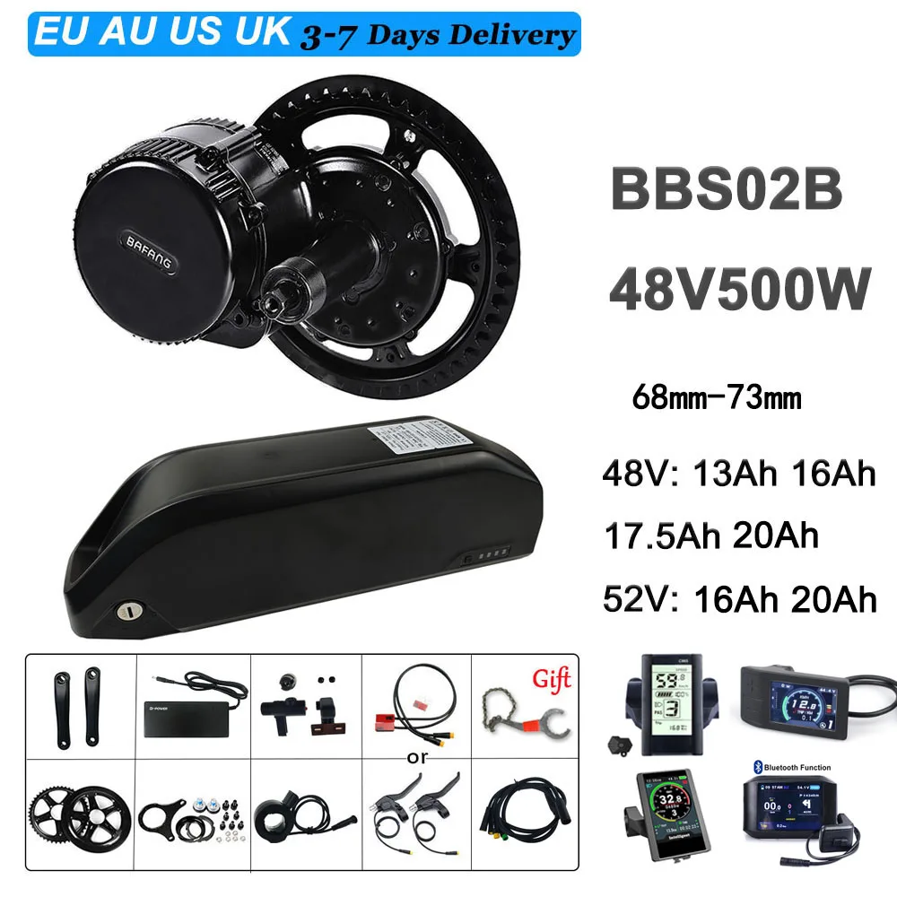 

Bafang BBS02B 48V 500W Mid Drive Motor Electric Bike Conversion Kit DPC18 P850C 500C 750C C965 C961 Display BBS02 with Battery