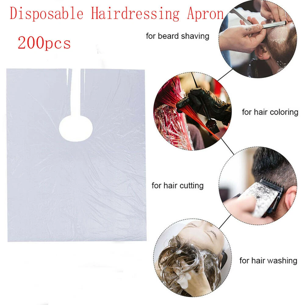 

200pcs Waterproof Apron Hairdressing Disposable Cloth Transparent Haircut Waterproof DIY Cape Barber-Tools
