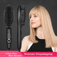 ionic hair straightener brush comb adjustable temperatures led display straightening for all hair types fast heating bursh comb