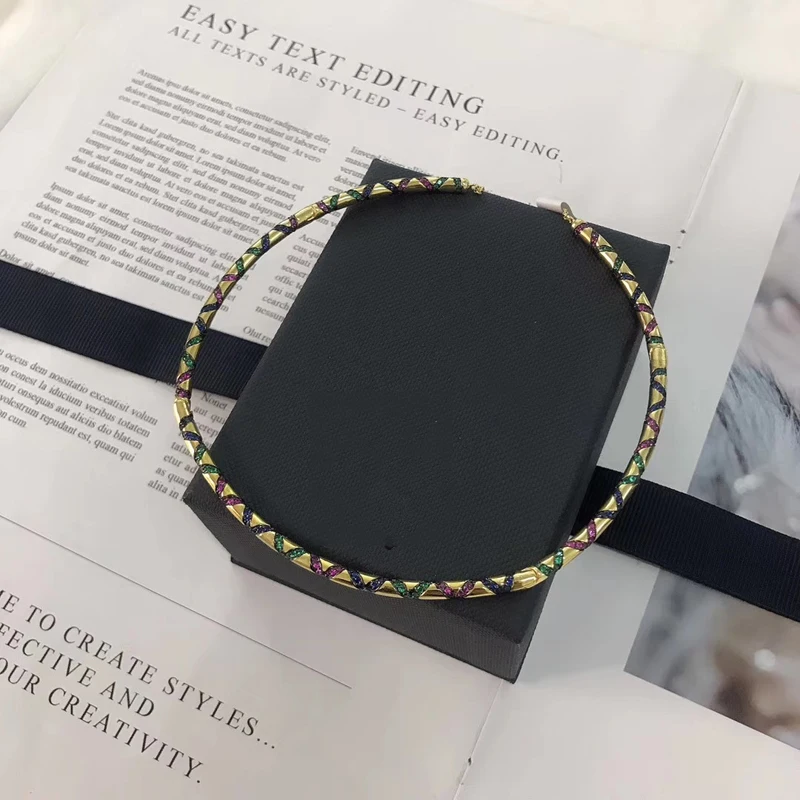 Модный шарм из стерлингового серебра копия 1:1 Многоцветный этнический чокер с