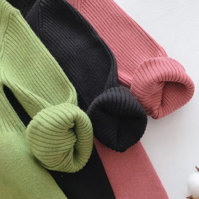 2020 Новый осень-зима платье принцессы для девочек вязать с высоким плотно