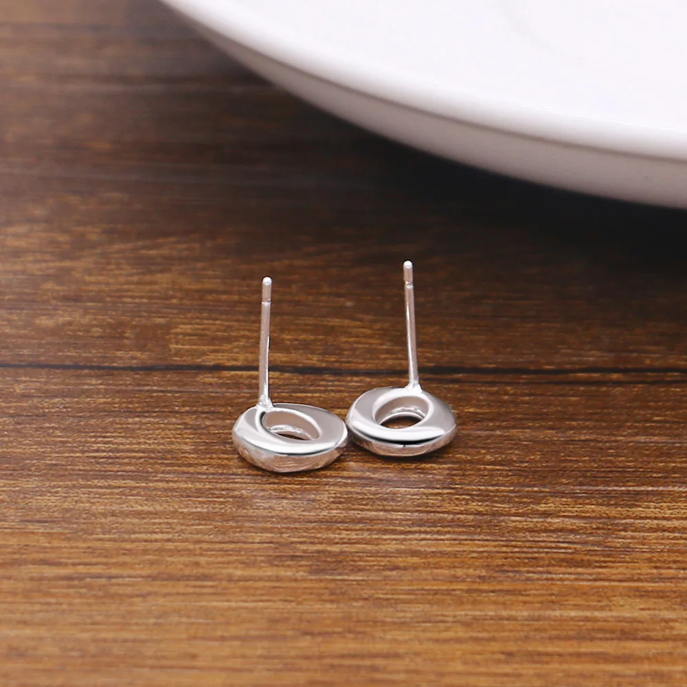 Minimalist Original 925 Sterling Silver Stud Earrings Women's Solid Round Non-allergic Ear Jewelry Accessories | Украшения и