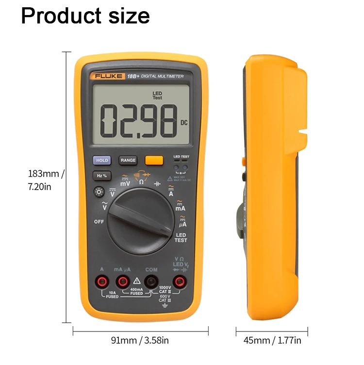 Fluke 18B+ светодиодный тестер переменного/постоянного напряжения и тока цифровой мультиметр
