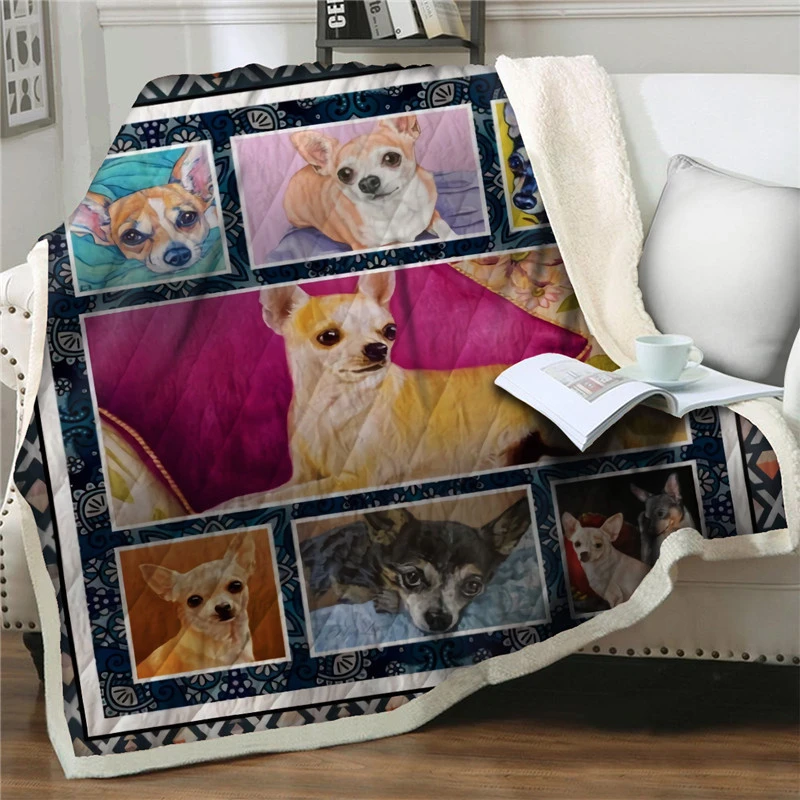 

Cute Dogs 3D Soft Warm Fleece Sherpa Blankets Fashion Kids Gift Plush Throw Nap Blanket Picnic Travel Home Decoration Bedspreads