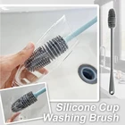 Силиконовая щетка для бутылки с длинной ручкой, гибкий портативный очиститель для бутылок с водой для мытья емкостей