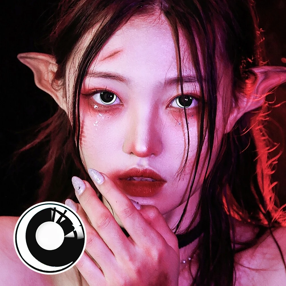 fresh lady official cosplay contact colored lenses for eyes white series 1pair multicolor lens soft yearly pupils beauty makeup free global shipping
