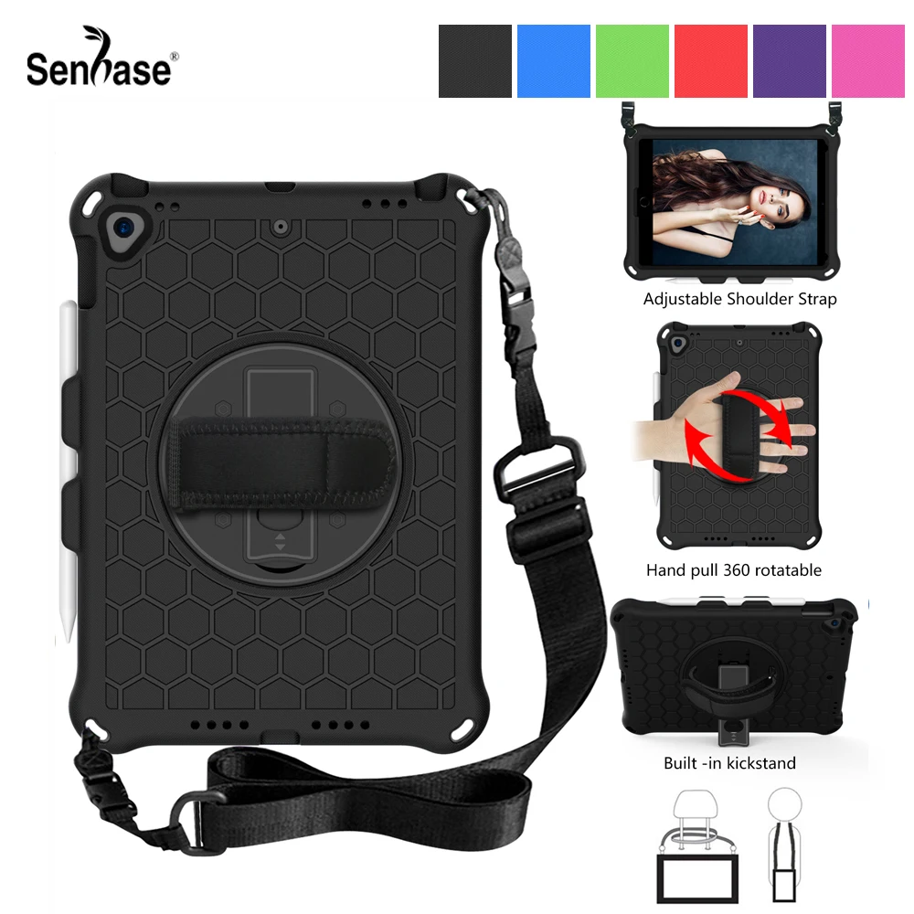

For iPad 10.2 2019 2020 2021 7th 8th 9th Gen A2198 A2428 A2604 Case EVA Kids Safe Shockproof Shoulder Strap Stand Tablet Cover