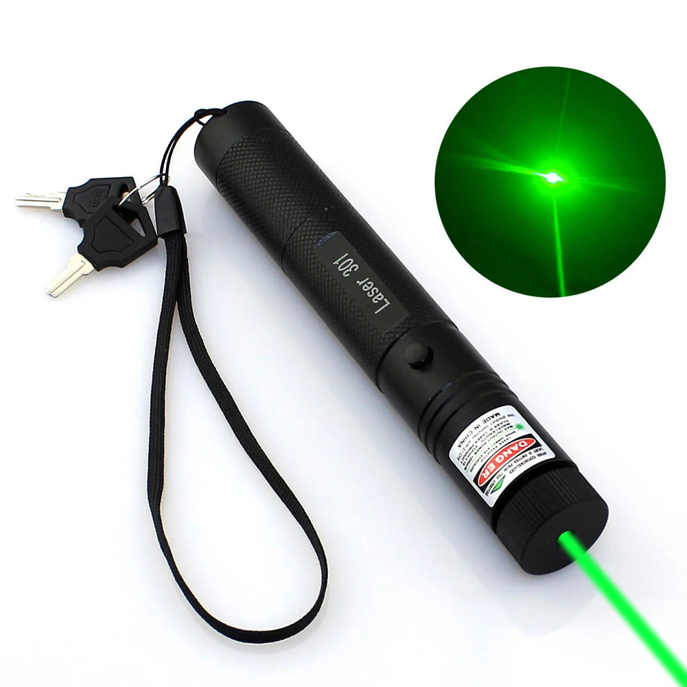 

Hunting High Power Adjustable Focus Burning Green Laser Pointer Pen 532nm Continuous Line 500 to 10000 meters Lazer 301 range