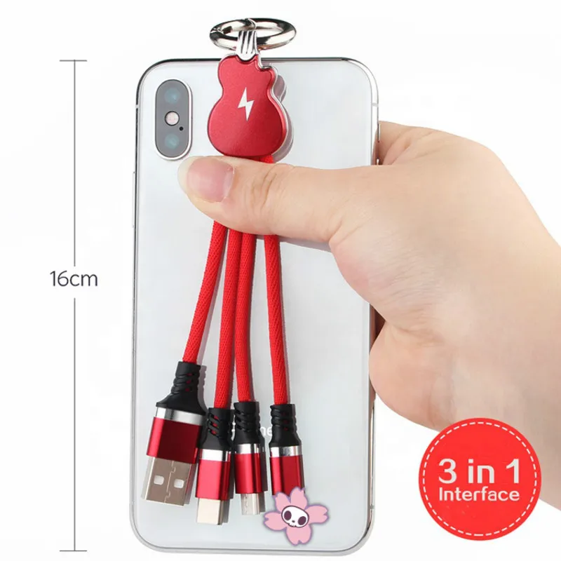 Pipa брелок Micro3in1 USB Type C кабель для быстрой зарядки iPhone 6s Samsung Typec шнур короткий |