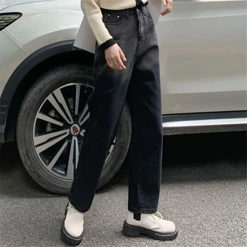 

Retro Chic Hong Kong Style Gradient Jeans Women's Spring and Autumn Ins High Street Loose High Waist Straight Slimming Wide Leg