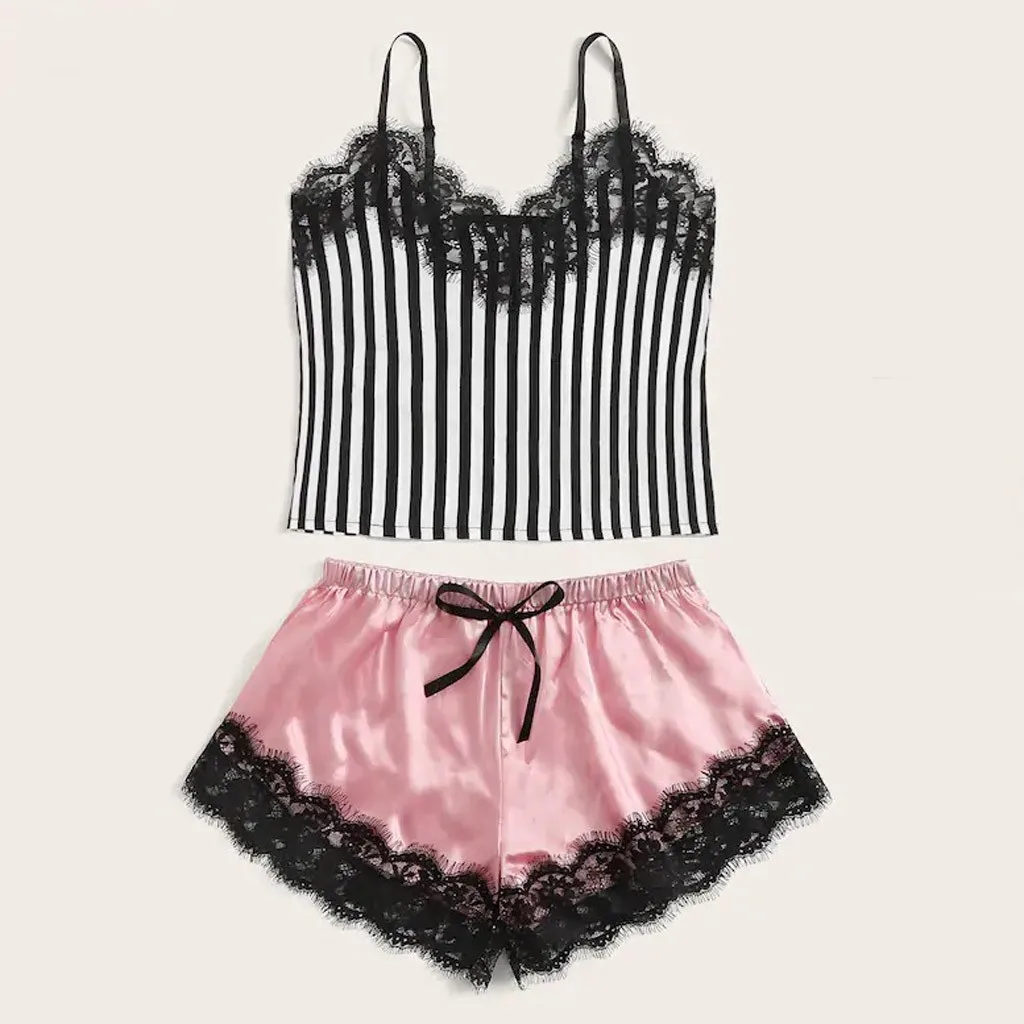 Сексуальный кружевной сатиновый комплект домашней одежды Для женщин нижнее