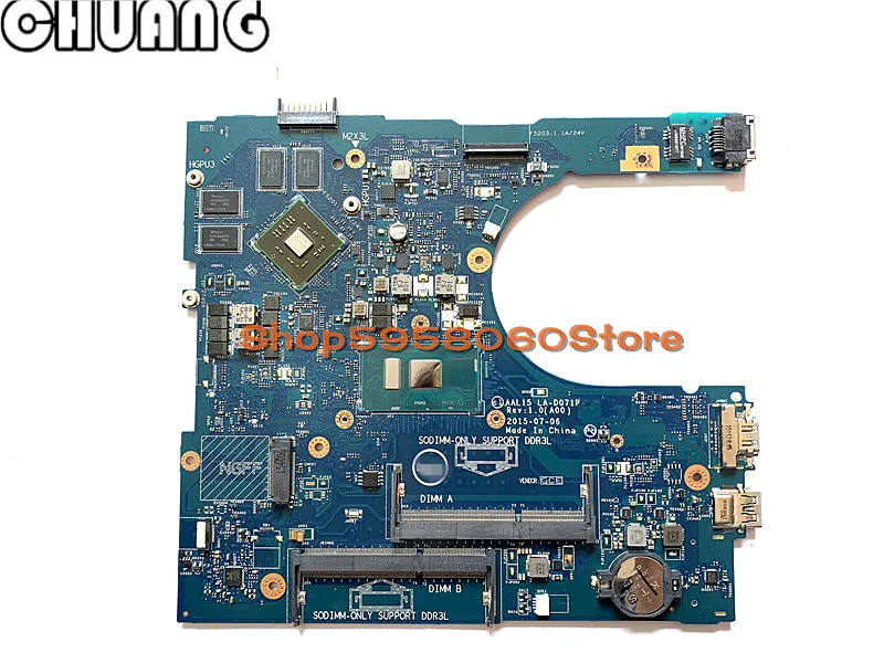 Для Dell Inspiron 17 5459 5559 материнская плата портативного компьютера с SR2EY i5 6200u AAL15 LA D071P CN