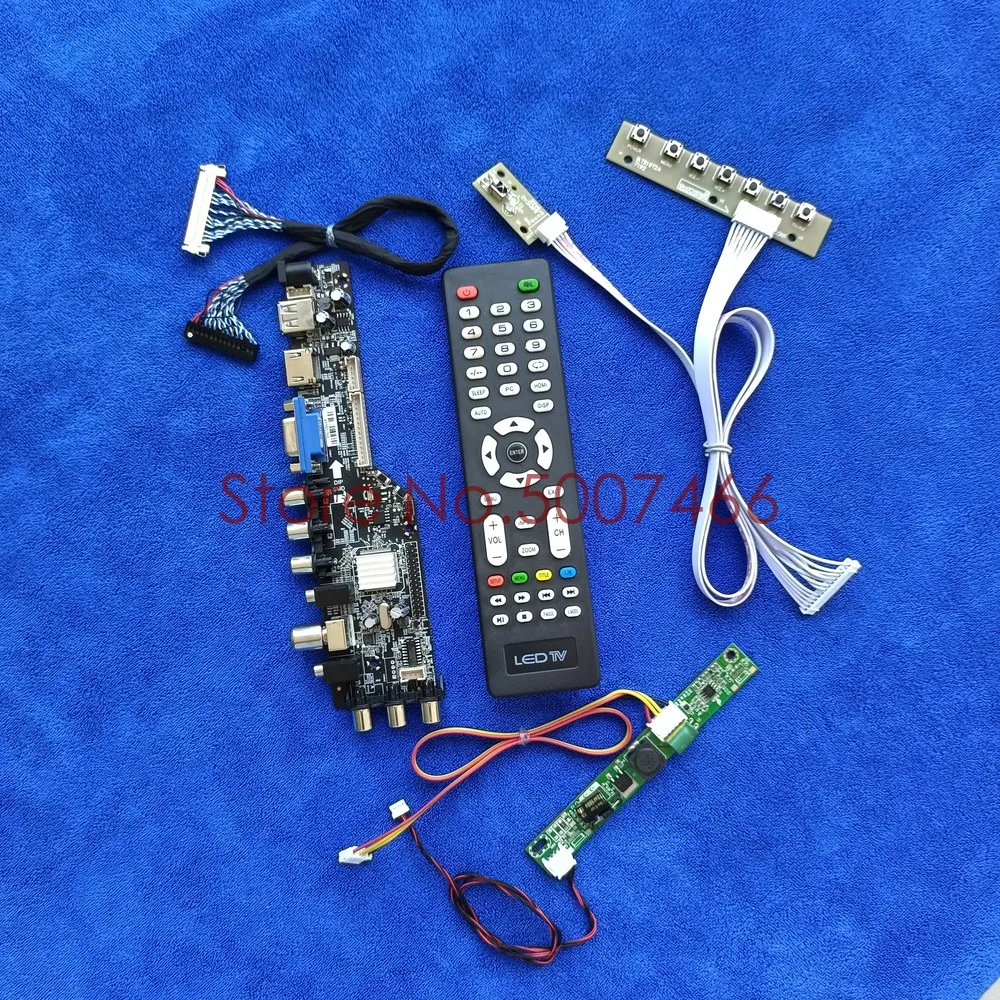 

LVDS-30Pin WLDE LCD Screen Drive Board Kit Fit M185B3/M185B5/MT185GW01/LTM185AT05 1366*768 Signal Digital USB+VGA+AV DVB-T