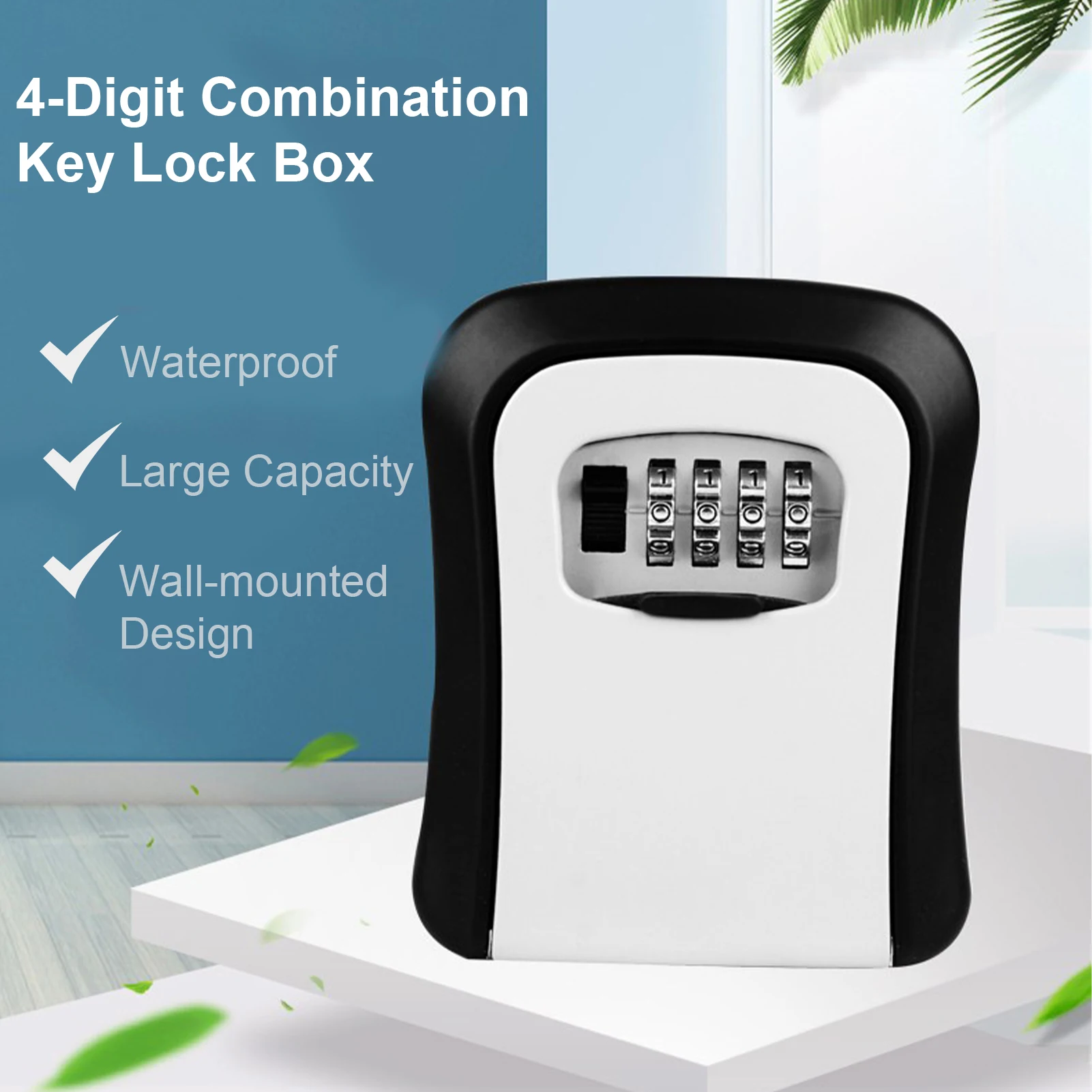 Замок с ключом коробка настенное крепление Алюминий сплав 4 разрядный Комбинации