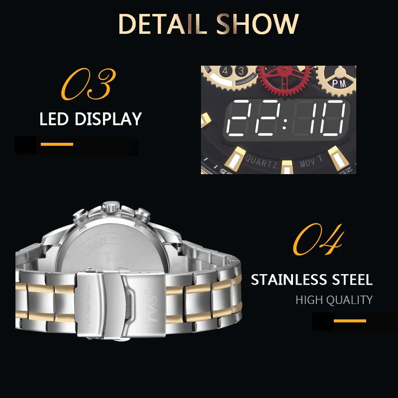 Часы TVG в стиле милитари роскошные модные брендовые часы мужские со стальным
