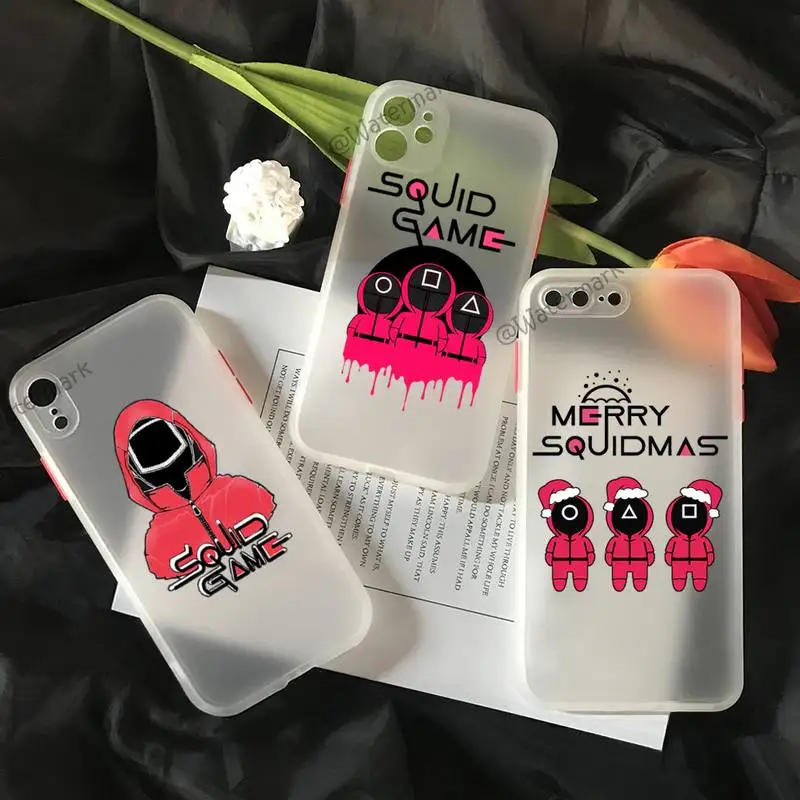

Squid Game TV 456 Phone Case For IPhone 11 12 Pro Max Xs Xr X 8 7 Plus White Matte Translucent Funda
