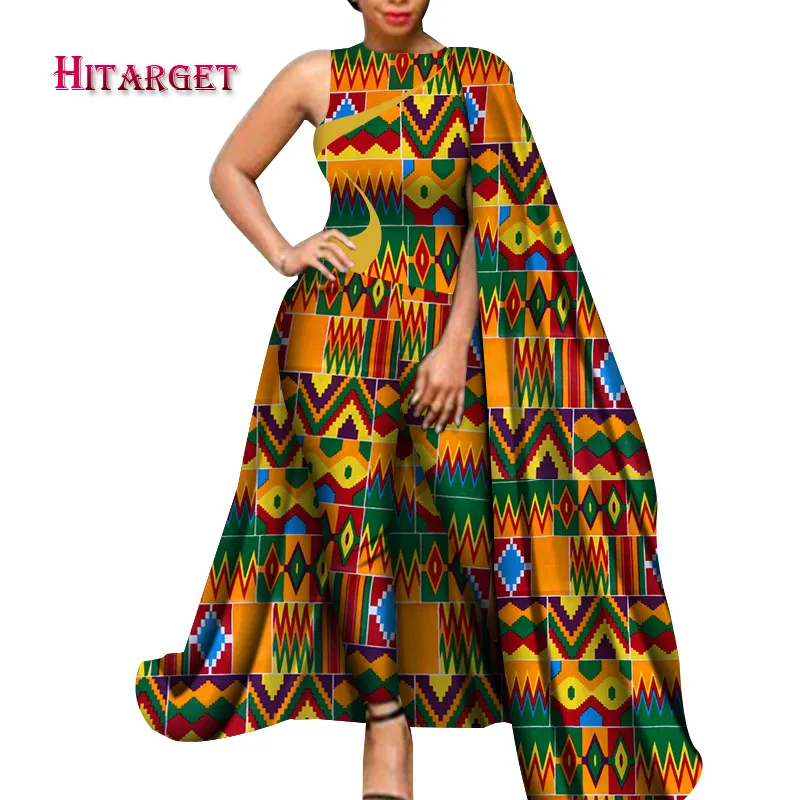 

2021 African Clothes Dashiki Ankara Print Romper Jumpsuit Women African Clothing Bazin Riche Cotton Jumpsuit With Shawl WY5937