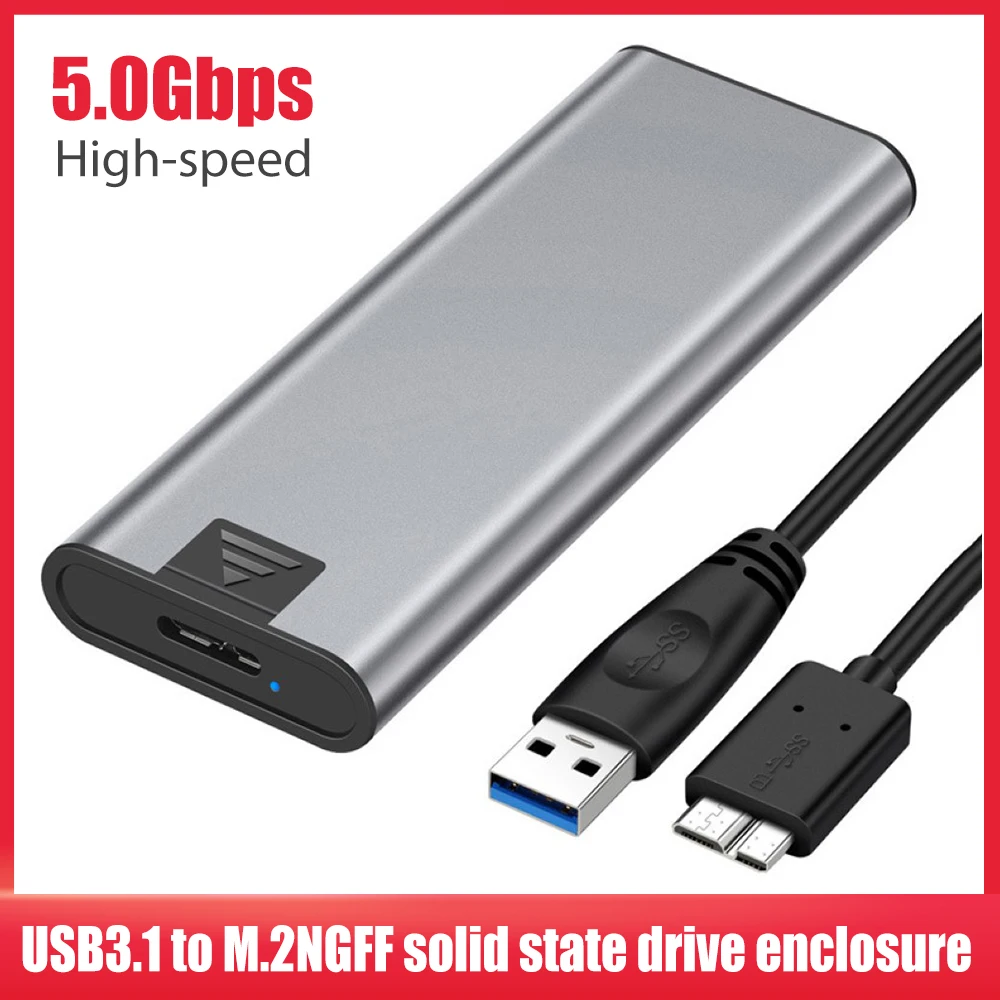 

USB 3.1 Type-C to M.2 NGFF SSD Enclosure Hard Disk Box Aluminum Alloy 5Gbps High Speed Transmission 6TB Hard Drive External