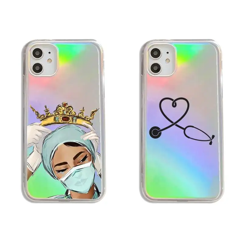 

Nurse Medicine Doctor cartoon Phone Case Transparent for iPhone 7 8 11 12 se 2020 mini pro X XS XR MAX Plus