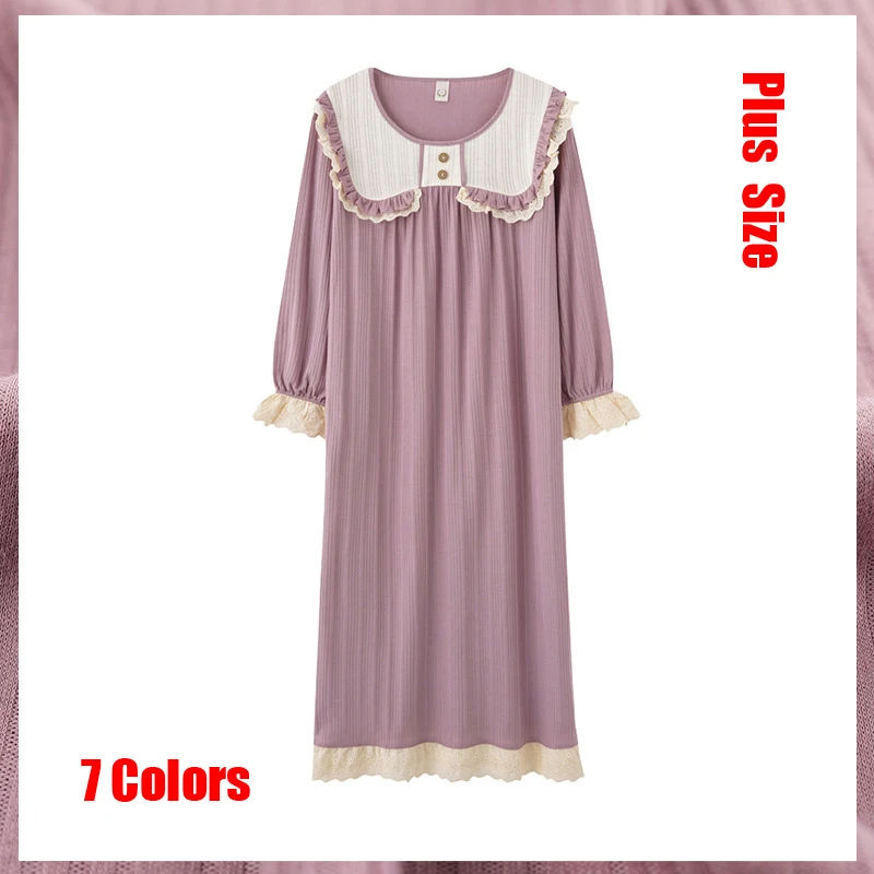 

2022 New Plus Size Summer Sleepdress Women Cotton Nightgown Sleepshirts Short Sleeve Homewear Long Dressing Gown Casual Nightdre