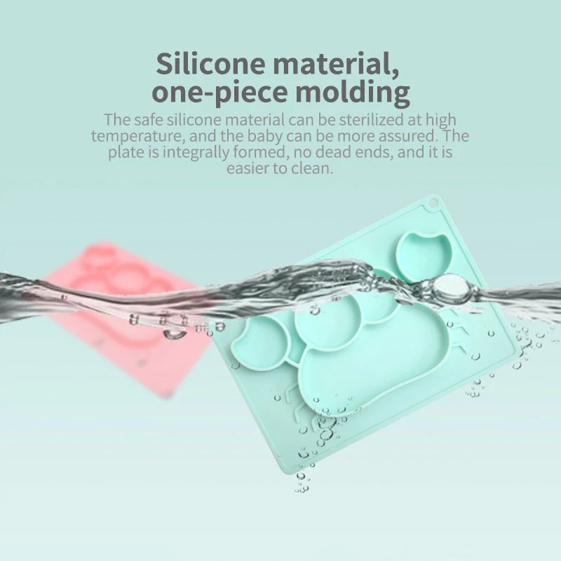 Безопасная силиконовая столовая тарелка для детей мультяшная посуда детская