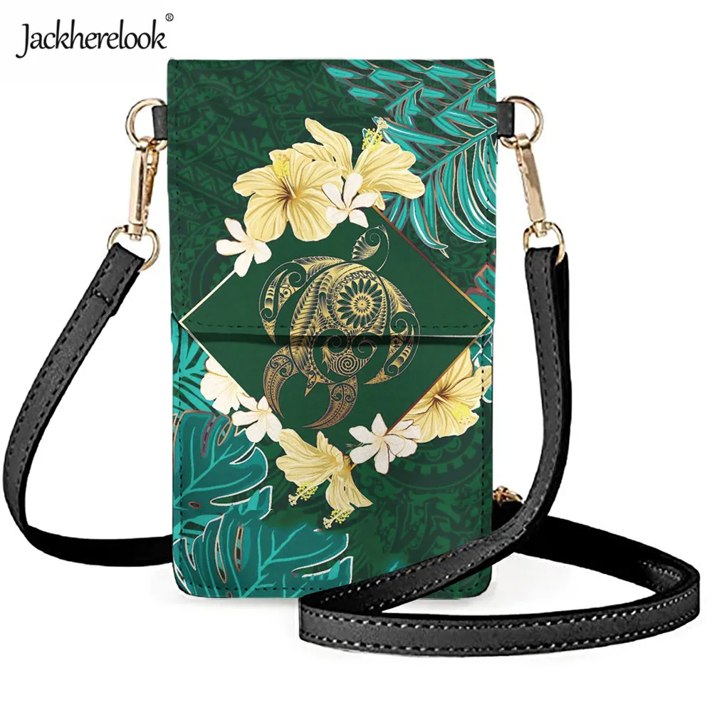 

Jackherelook Sea Turtle Hibiscus Polynesian Pattern Womens Messenger Bag Female Mobile Cell Phone Crossbody Bag Bolsos Mujer