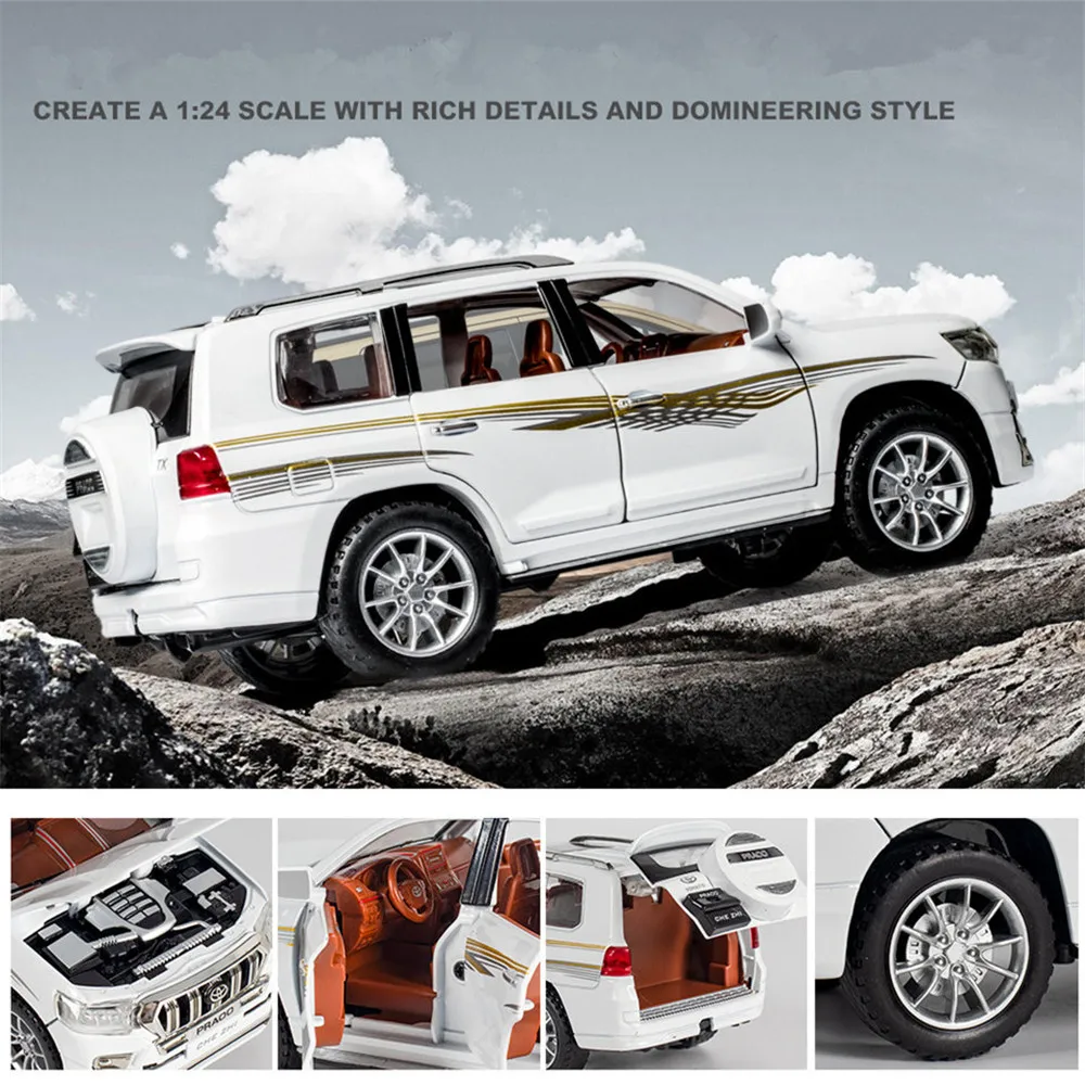 

Car Model 1:24 Domineering Prado Alloy Cars Sound Light Pull Back High-quality Toy Ornaments Children's Gifts Simulation Cars