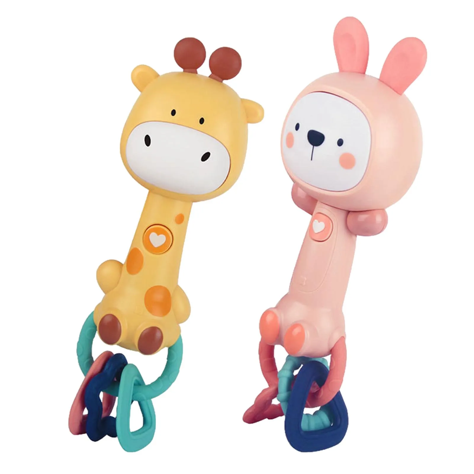 

Игрушки для новорожденных 0-12 месяцев, Мультяшные животные, детские погремушки со звуком светильник, мягкая игрушка-прорезыватель для зубов...