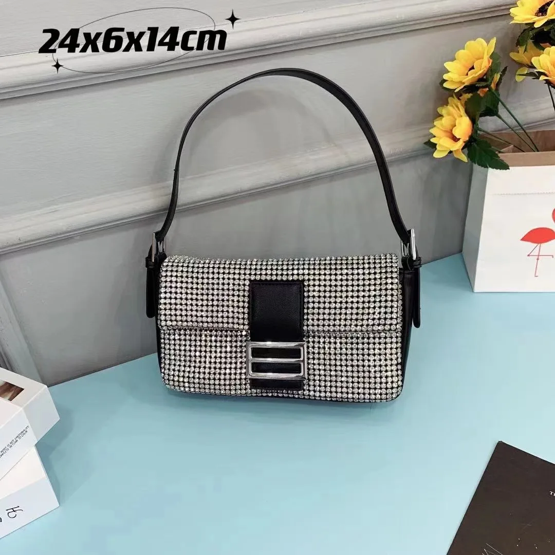 

Shiny Artificial Diamond Shoulder Bag Luxury Designer Handbags Women Bags Female Hand Purses High Quality Crystal Messenger Bags