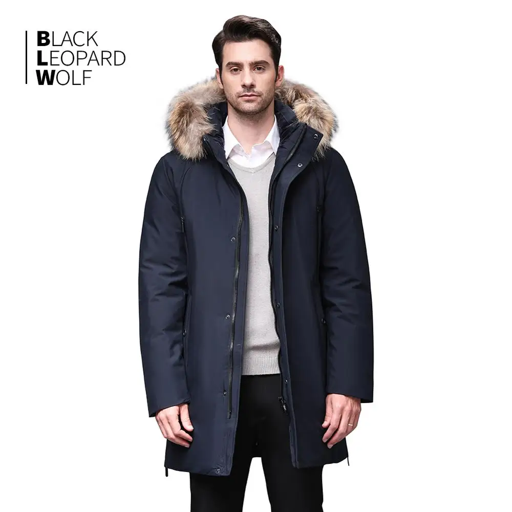Blackleopardwolf 2019 Мужская теплая зимняя брендовая куртка съемный роскошный меховой