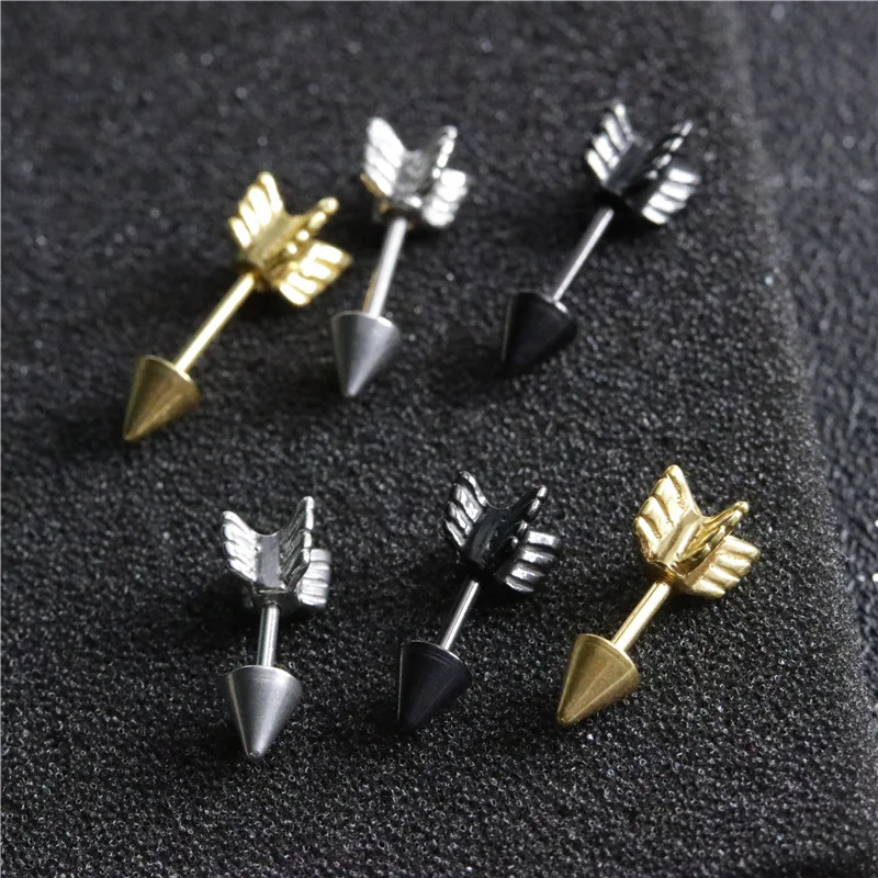 

1pc Arrow Stud Earrings Punk Style Personality Retro Men Women's Unisex Stainless Steel Earrings Jewelry Birthday Memorial Gifts