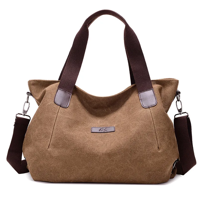 

New Fashion Women Canvas Handbags Solid Large Capacity Travel Handbag Ladies Casual Crossbody Bags Shoulder Tote Messenger Bag